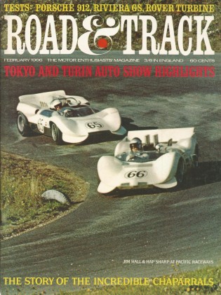 ROAD & TRACK 1966 FEB - RIVIERA GS, CHAPARRAL 2*